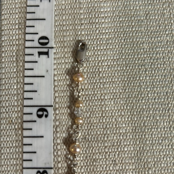 Sterling silver freshwater, pearl and crystal anklet bracelet - Picture 3 of 3